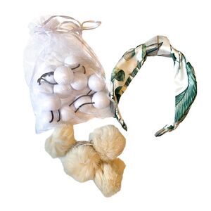 Women's Hair Accessory Tropical Silk H&M Headband Retro Hair Ties Pom Ties